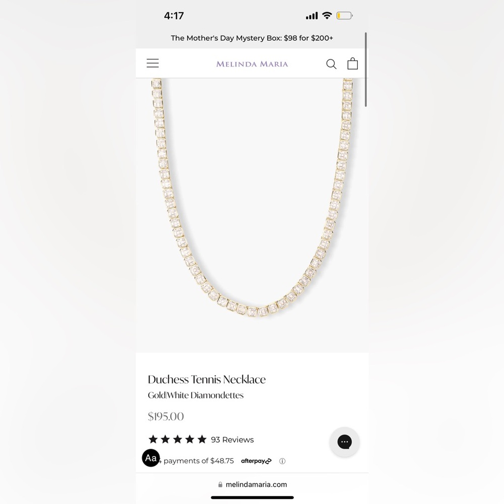 NWT Melinda Maria Duchess Tennis Necklace